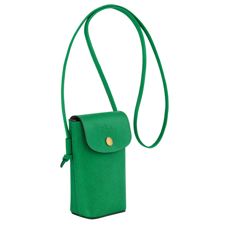 Capa Longchamp Épure Phone case with leather lace Feminino Verdes | LC-JLKE5599