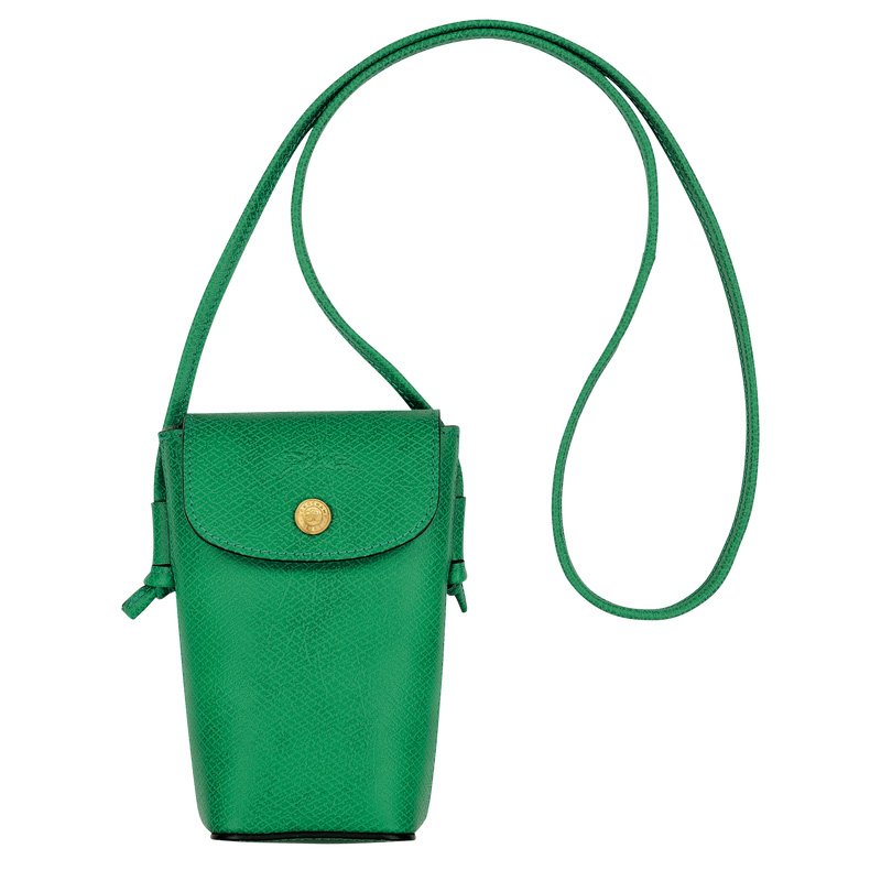 Capa Longchamp Épure Phone case with leather lace Feminino Verdes | LC-JLKE5599