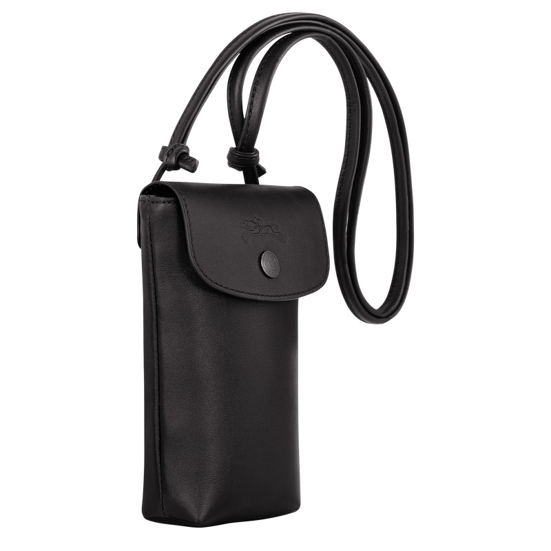 Capa Longchamp Le Pliage Xtra Phone case with leather lace Feminino Pretas | LC-WIFZ3660