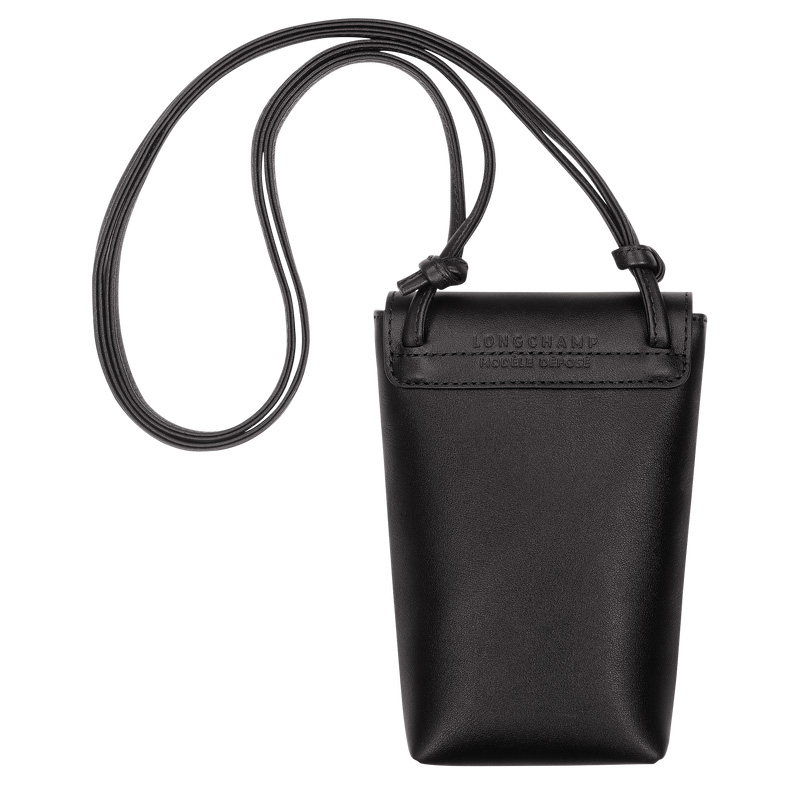 Capa Longchamp Le Pliage Xtra Phone case with leather lace Feminino Pretas | LC-WIFZ3660