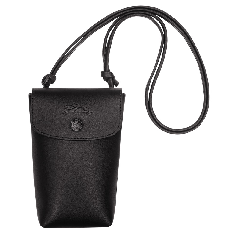 Capa Longchamp Le Pliage Xtra Phone case with leather lace Feminino Pretas | LC-WIFZ3660