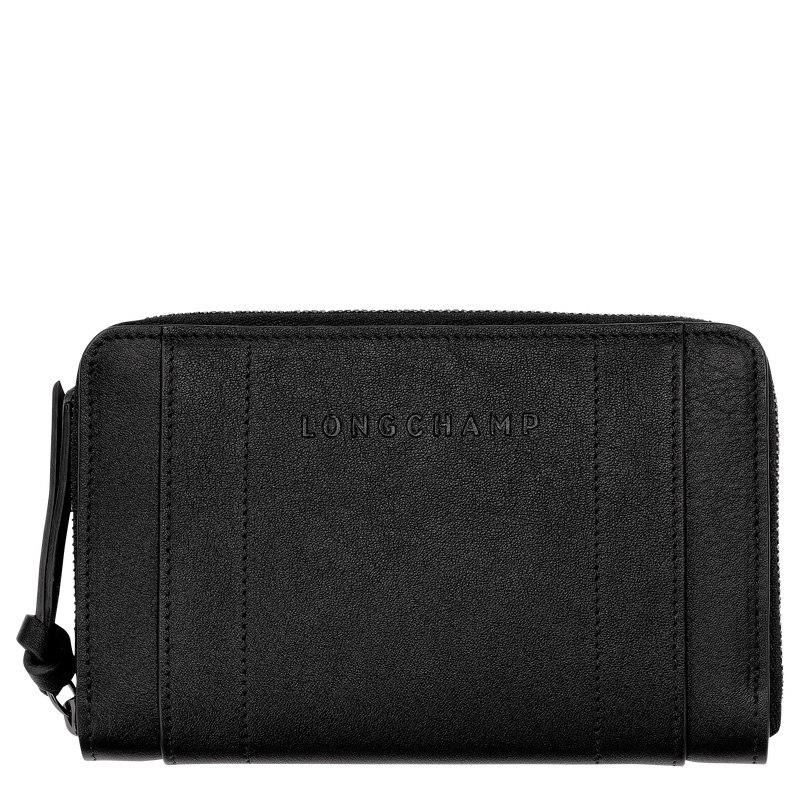 Carteiras Longchamp 3D Wallet Feminino Pretas | LC-XPOR4549