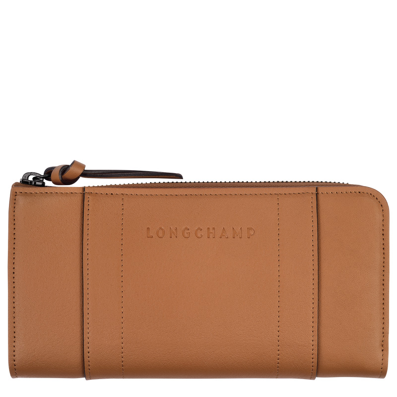 Carteiras Longchamp 3D Zip around wallet Feminino Natural | LC-XGIC8690
