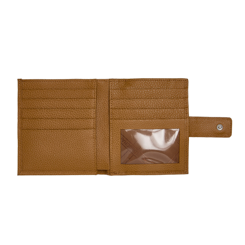 Carteiras Longchamp Le Foulonné Compact wallet Feminino Walnut | LC-ERKR5361