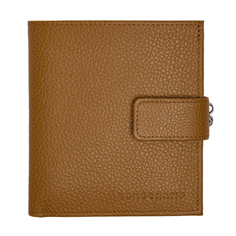 Carteiras Longchamp Le Foulonné Compact wallet Feminino Walnut | LC-ERKR5361