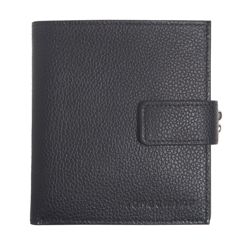 Carteiras Longchamp Le Foulonné Compact wallet Feminino Pretas | LC-LSIA2257