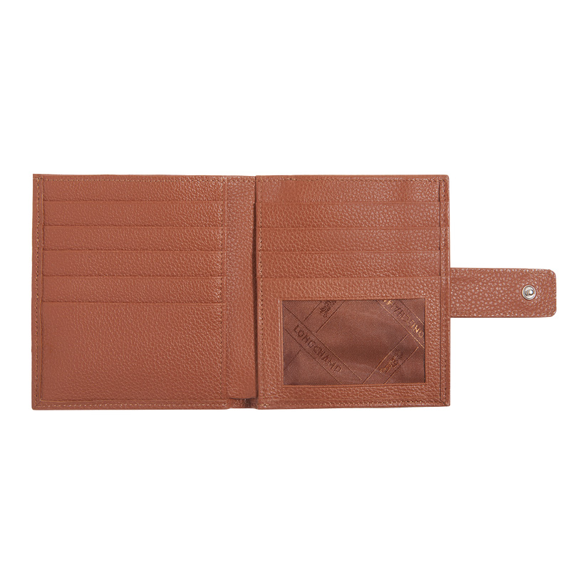 Carteiras Longchamp Le Foulonné Compact wallet Feminino Caramel | LC-GUGX0964