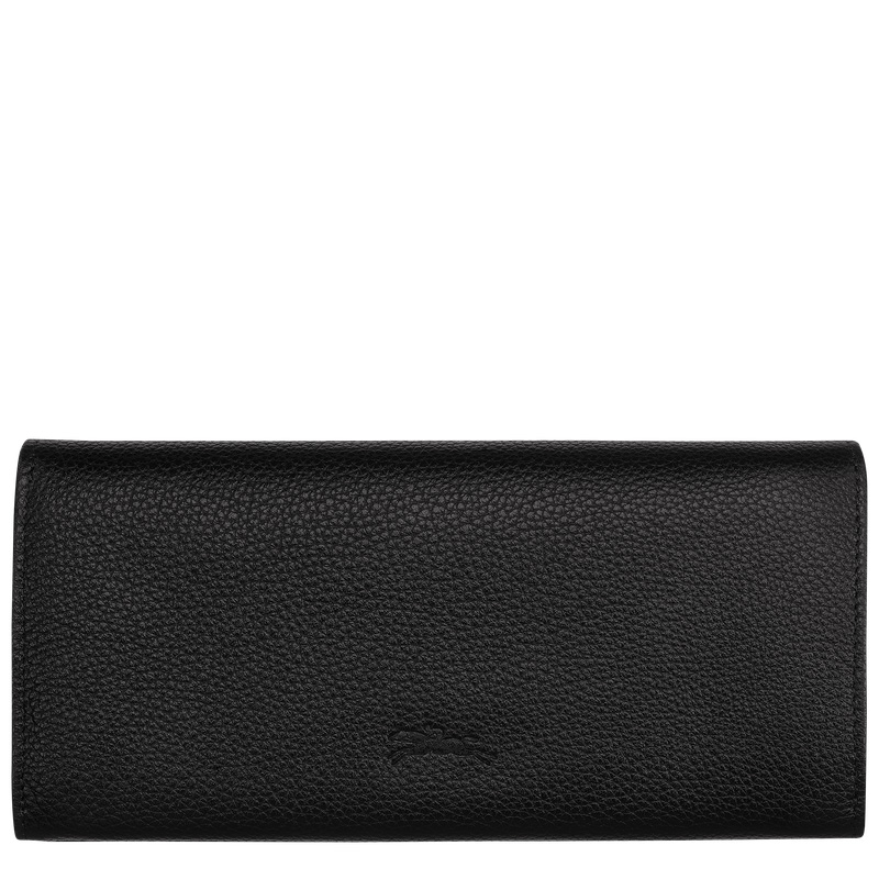 Carteiras Longchamp Le Foulonné Continental wallet Feminino Pretas | LC-XSGH2519