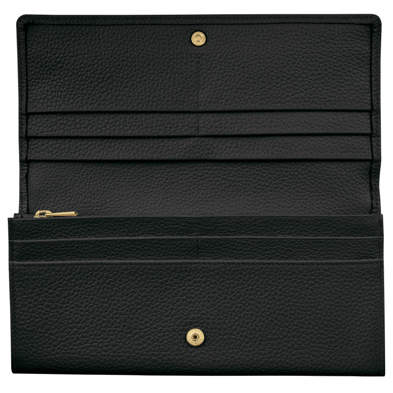 Carteiras Longchamp Le Foulonné Continental wallet Feminino Pretas | LC-XSGH2519