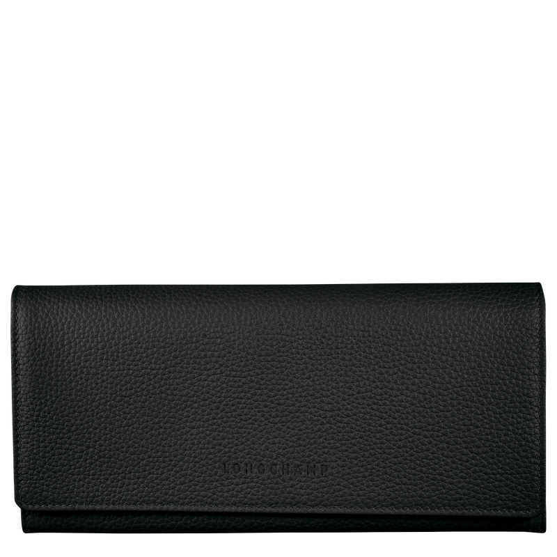 Carteiras Longchamp Le Foulonné Continental wallet Feminino Pretas | LC-XSGH2519