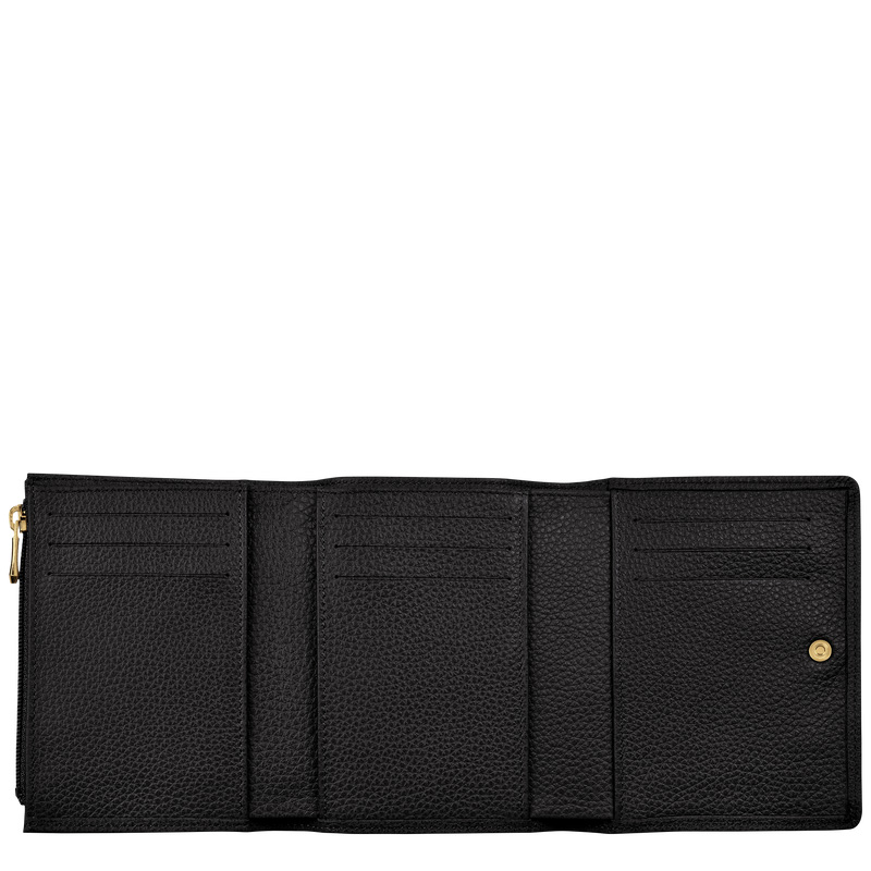 Carteiras Longchamp Le Foulonné Wallet Feminino Pretas | LC-EFIG4339