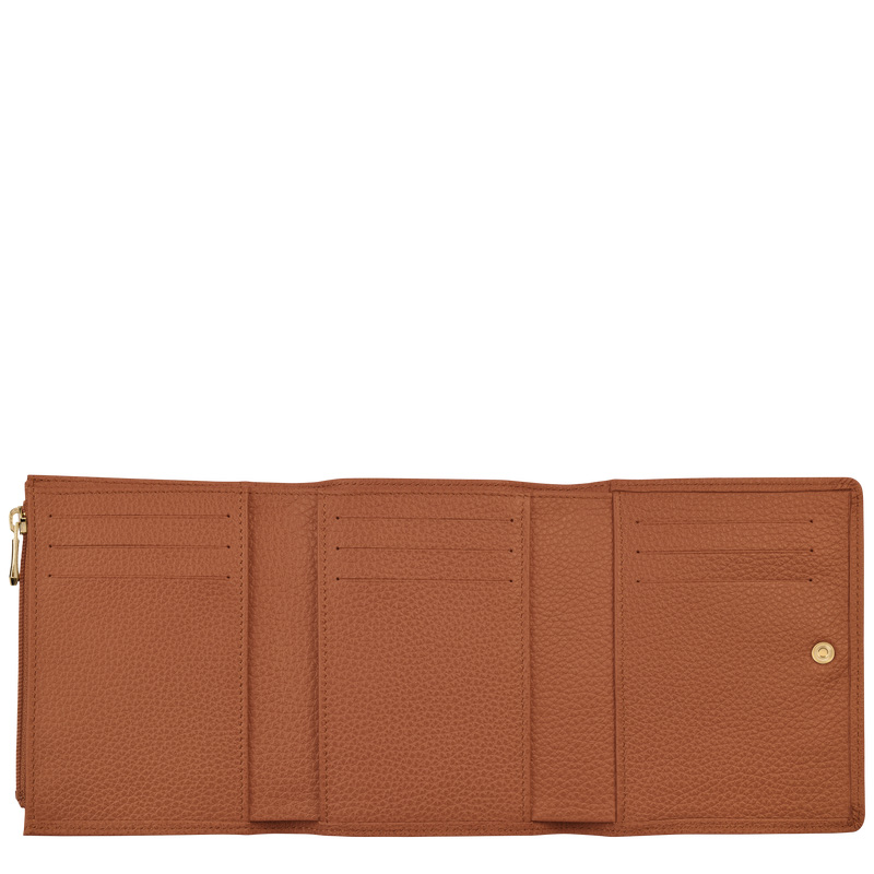Carteiras Longchamp Le Foulonné Wallet Feminino Caramel | LC-KHEC7280