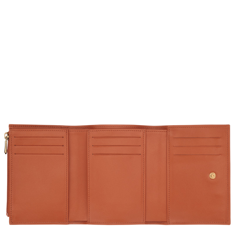 Carteiras Longchamp Le Roseau Compact wallet Feminino Bark | LC-POAF4997