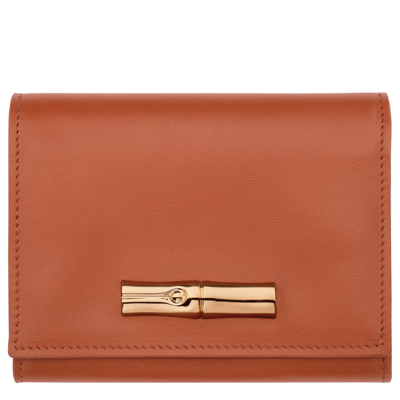 Carteiras Longchamp Le Roseau Compact wallet Feminino Bark | LC-POAF4997