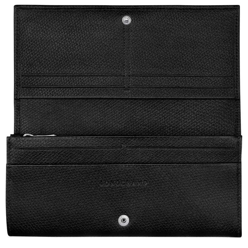 Carteiras Longchamp Le Roseau Flap wallet Feminino Pretas | LC-KSIZ6265