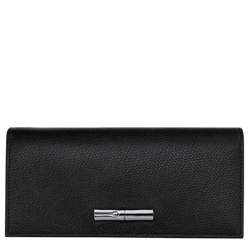 Carteiras Longchamp Le Roseau Flap wallet Feminino Pretas | LC-KSIZ6265
