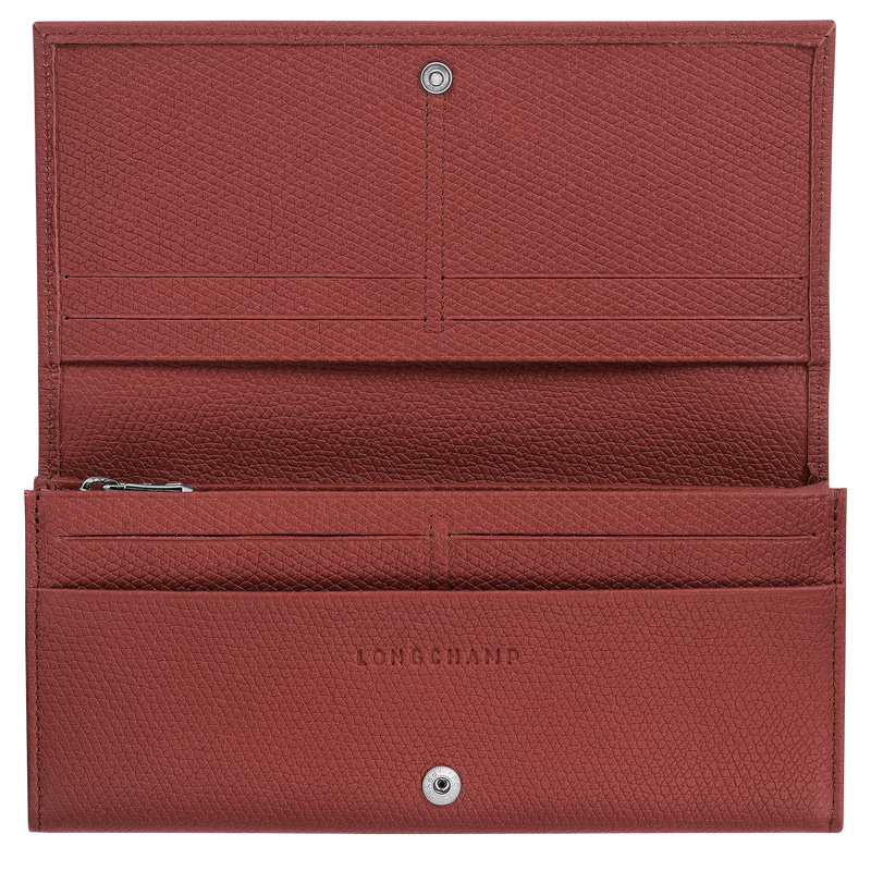 Carteiras Longchamp Le Roseau Flap wallet Feminino Chestnut | LC-OSJF0072