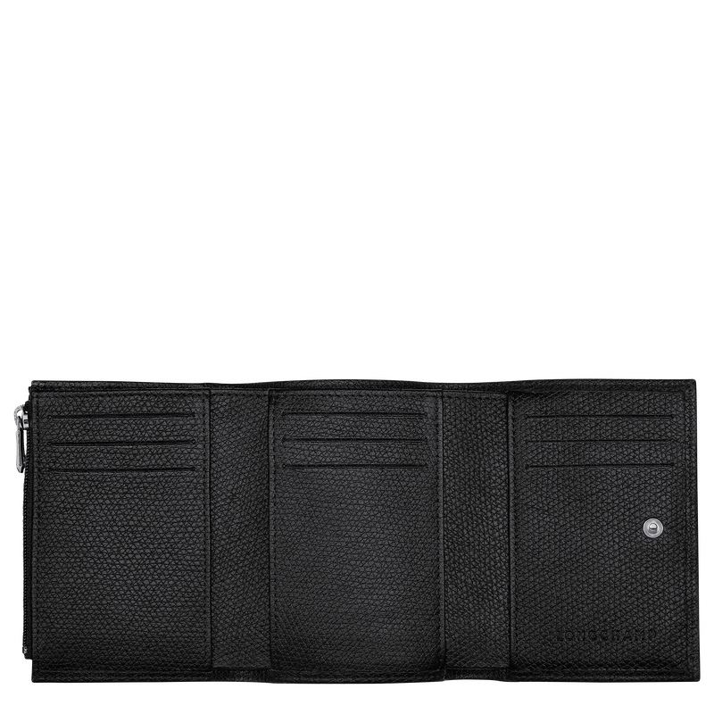 Carteiras Longchamp Le Roseau Wallet Feminino Pretas | LC-MXGS0671