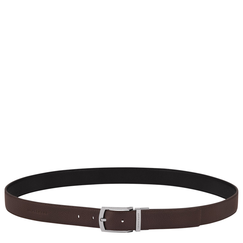 Cintos Longchamp Le Foulonné Men's belt Masculino Mocha/Black | LC-KSDT9335