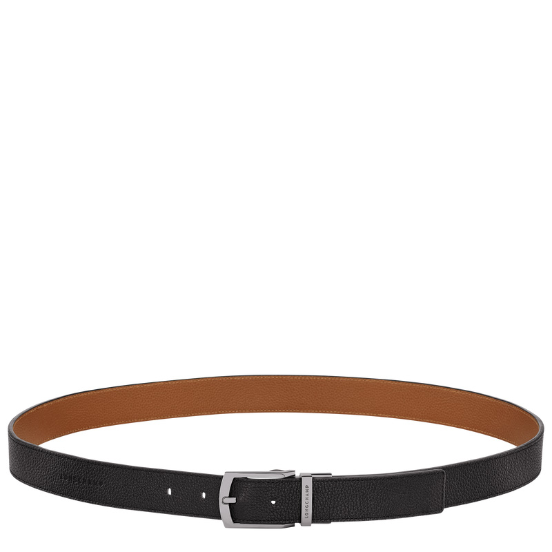 Cintos Longchamp Le Foulonné Men's belt Masculino Black/Caramel | LC-VSLL8204