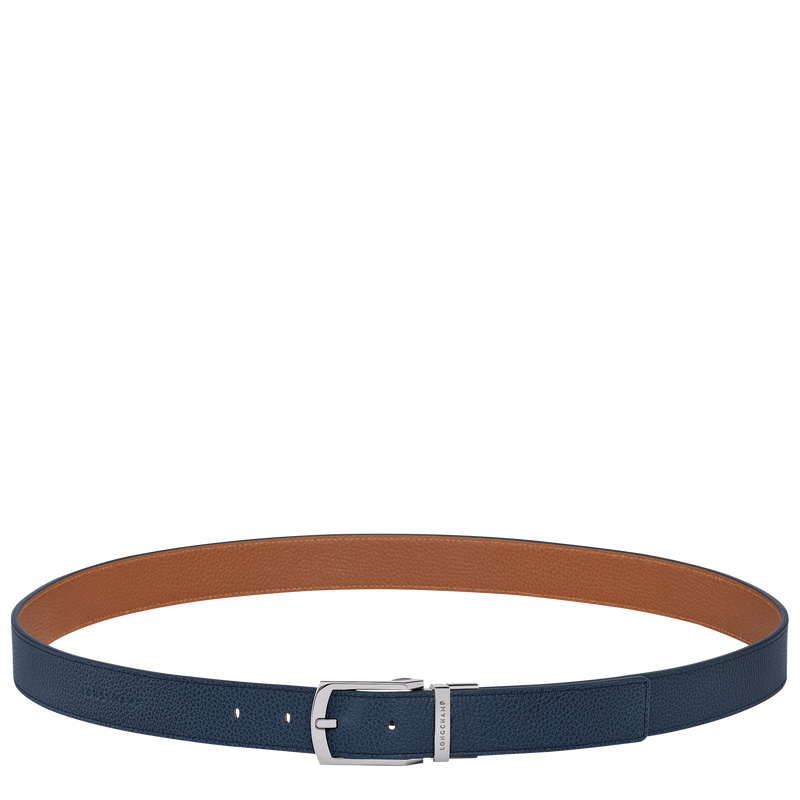 Cintos Longchamp Le Foulonné Men's belt Masculino Navy/Caramel | LC-KDKD7973