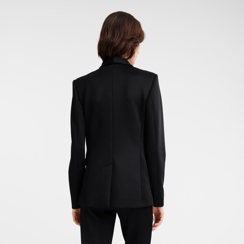Jaquetas Longchamp Fitted jacket Feminino Pretas | LC-MCOX7606