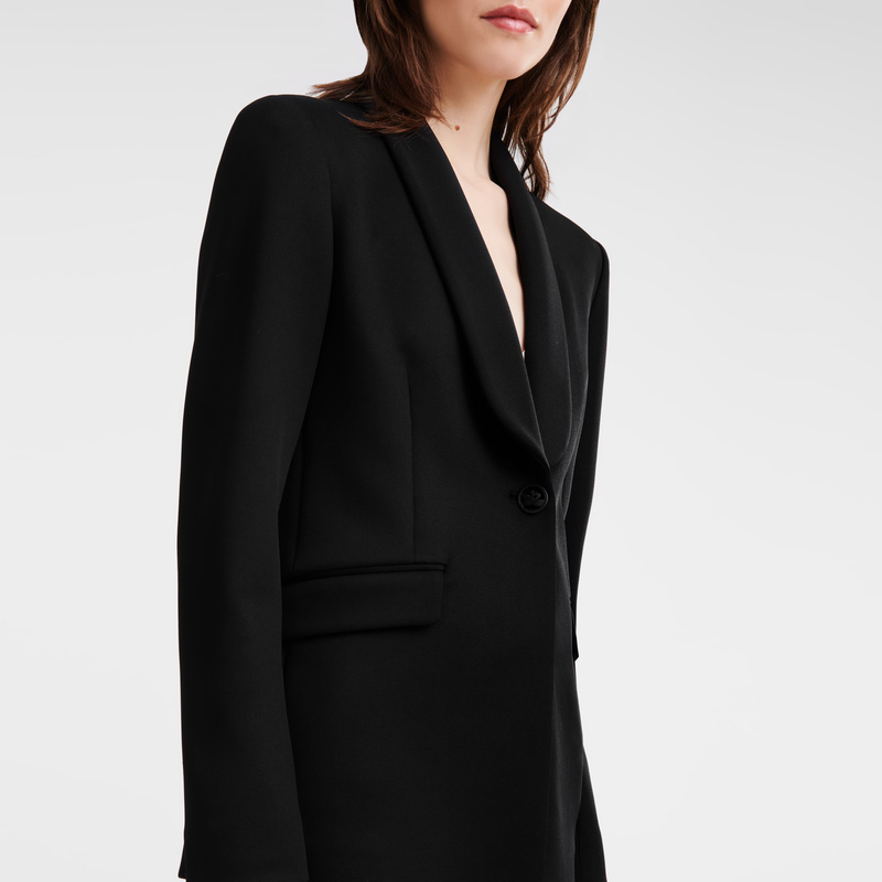 Jaquetas Longchamp Fitted jacket Feminino Pretas | LC-MCOX7606