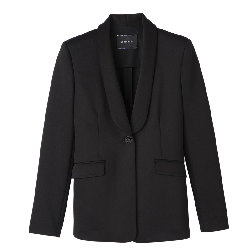 Jaquetas Longchamp Fitted jacket Feminino Pretas | LC-MCOX7606