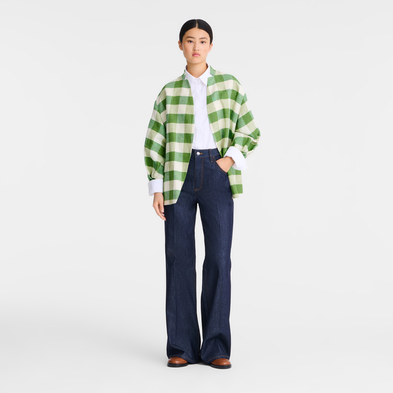 Jaquetas Longchamp Kimono jacket Feminino Verdes | LC-YJUW7818
