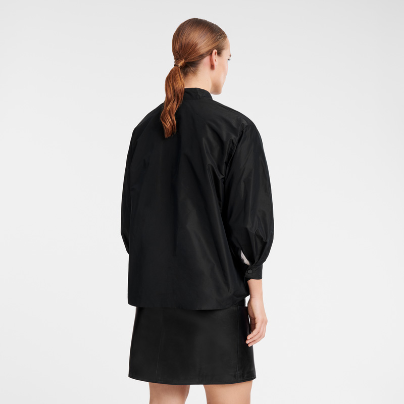 Jaquetas Longchamp Kimono jacket Feminino Pretas | LC-UQZQ4947