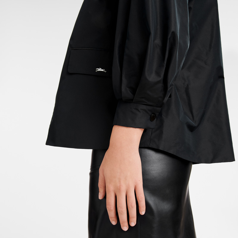 Jaquetas Longchamp Kimono jacket Feminino Pretas | LC-UQZQ4947