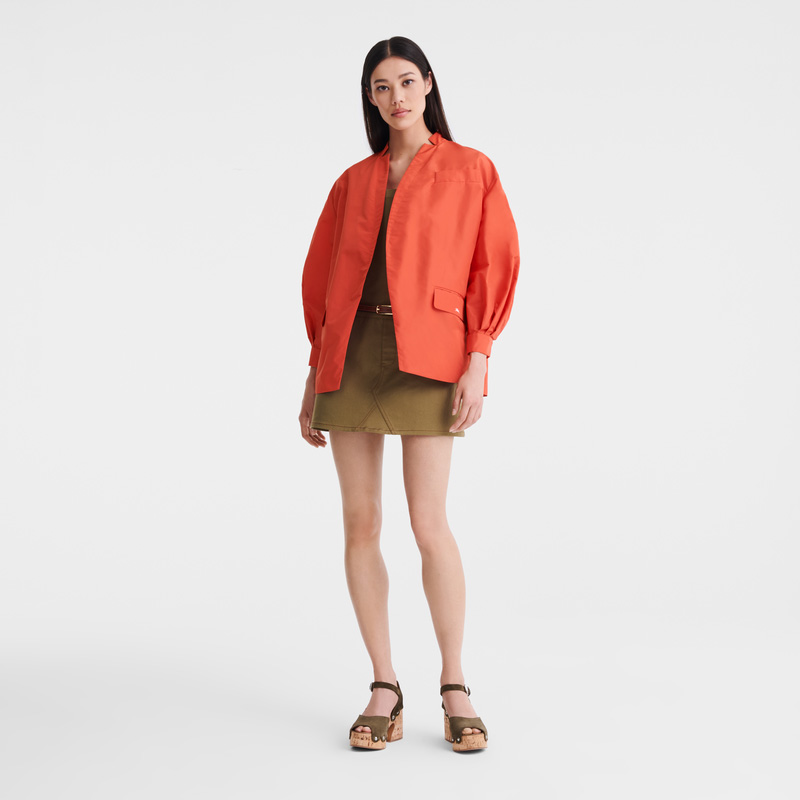 Jaquetas Longchamp Kimono jacket Feminino Tomato | LC-DWDH3848