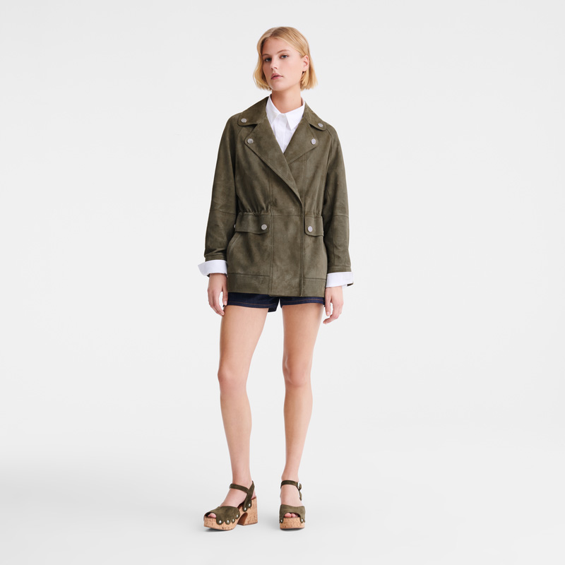 Jaquetas Longchamp Safari jacket Feminino Caqui | LC-OCCQ2685