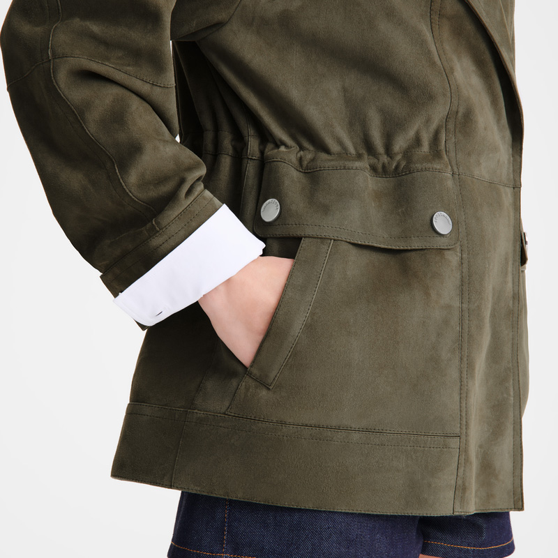 Jaquetas Longchamp Safari jacket Feminino Caqui | LC-OCCQ2685