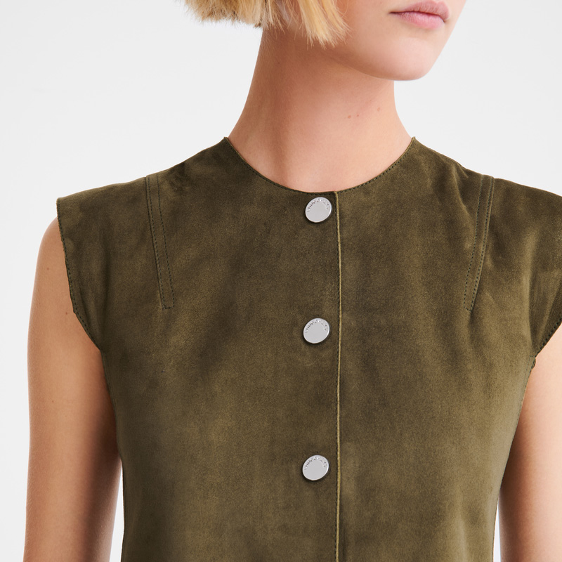 Jaquetas Longchamp Sleeveless jacket Feminino Caqui | LC-DJHI9698