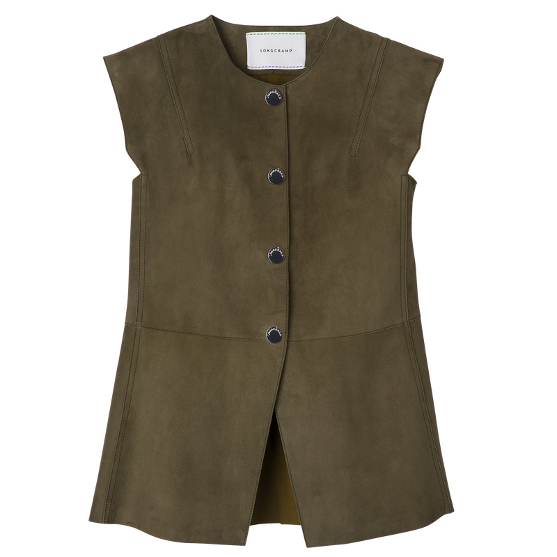Jaquetas Longchamp Sleeveless jacket Feminino Caqui | LC-DJHI9698