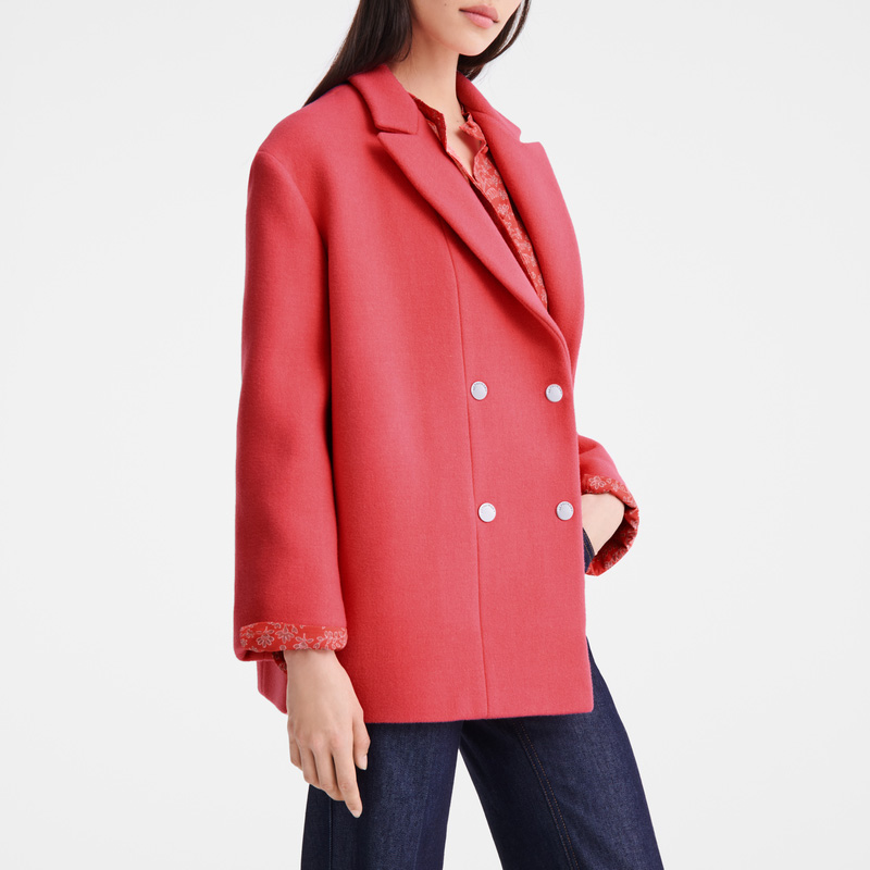 Jaquetas Longchamp Straight peacoat Feminino Blush | LC-MELQ5349