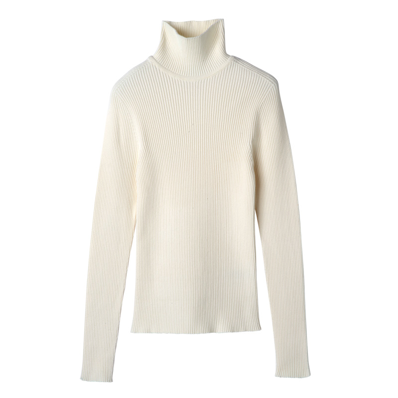 Knitwear Longchamp High collar fitted jumper Feminino Ecru | LC-VRVA5416