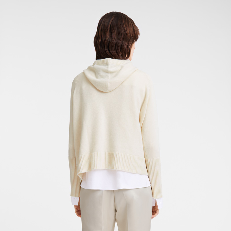 Knitwear Longchamp Hoodie jumper Feminino Ecru | LC-AMUA2850