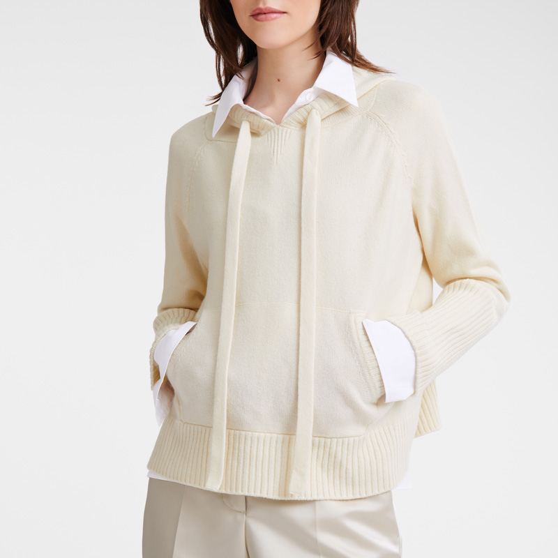 Knitwear Longchamp Hoodie jumper Feminino Ecru | LC-AMUA2850