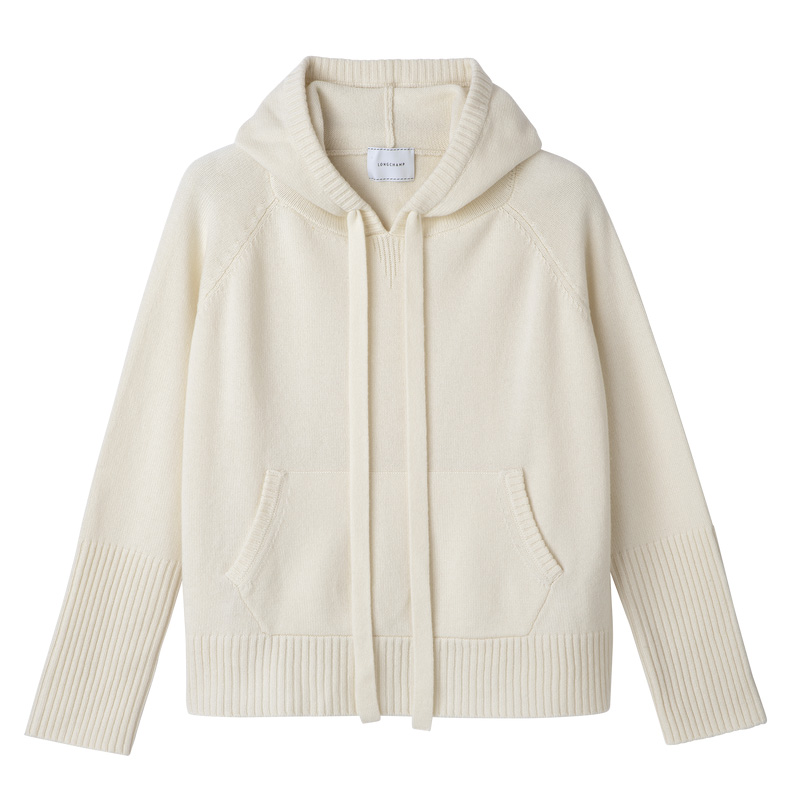 Knitwear Longchamp Hoodie jumper Feminino Ecru | LC-AMUA2850