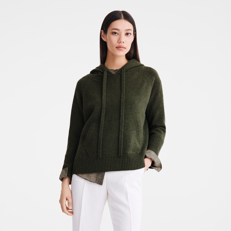 Knitwear Longchamp Hoodie jumper Feminino Caqui | LC-ELWN2863