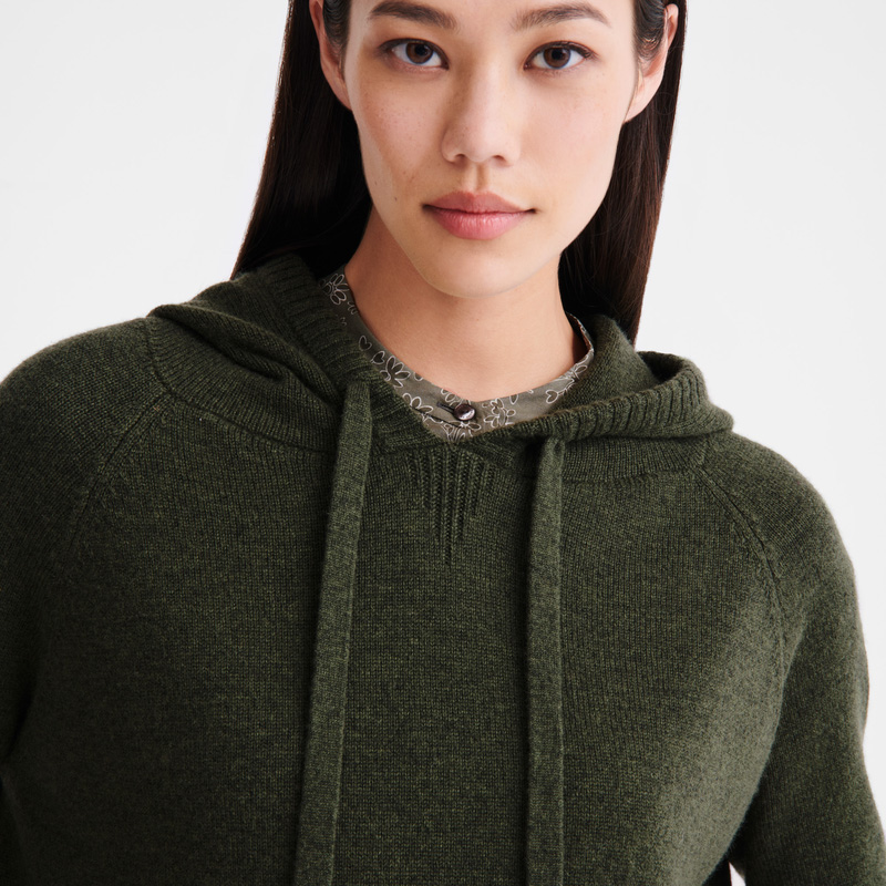 Knitwear Longchamp Hoodie jumper Feminino Caqui | LC-ELWN2863