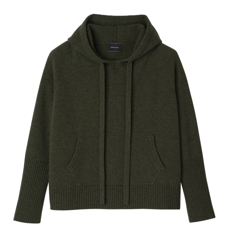 Knitwear Longchamp Hoodie jumper Feminino Caqui | LC-ELWN2863