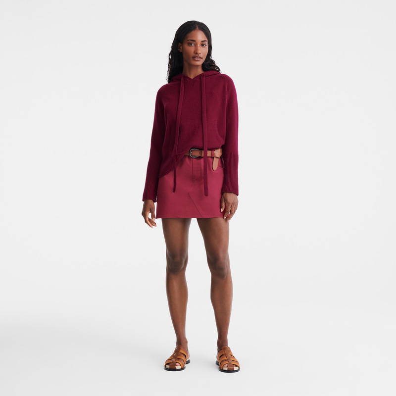 Knitwear Longchamp Hoodie jumper Feminino Beetroot | LC-UHAU2784