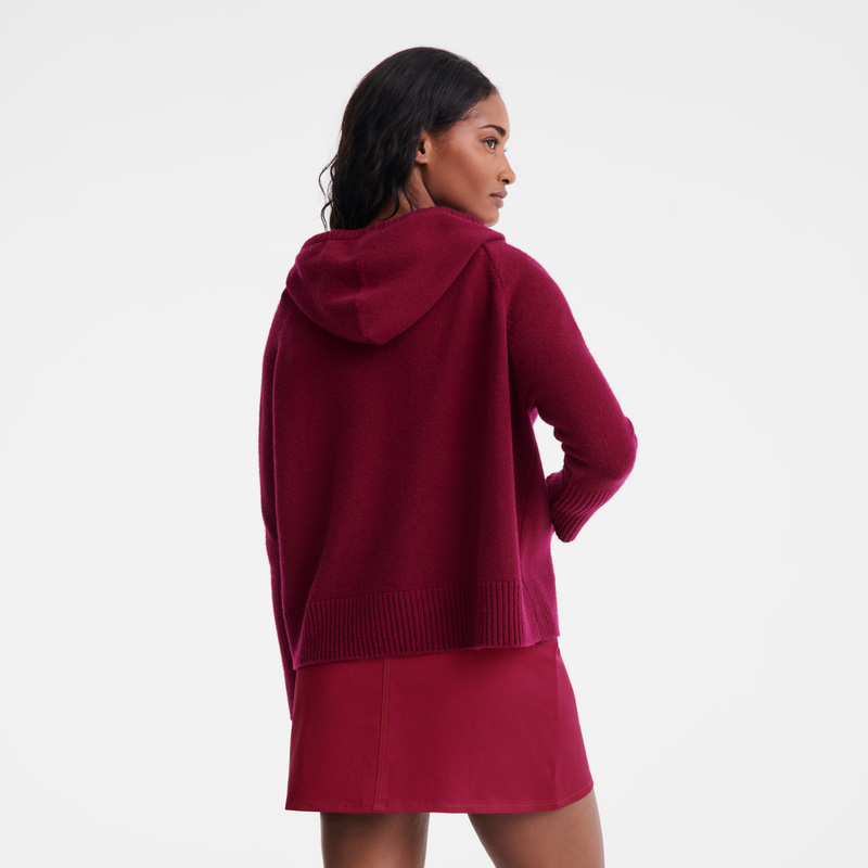 Knitwear Longchamp Hoodie jumper Feminino Beetroot | LC-UHAU2784