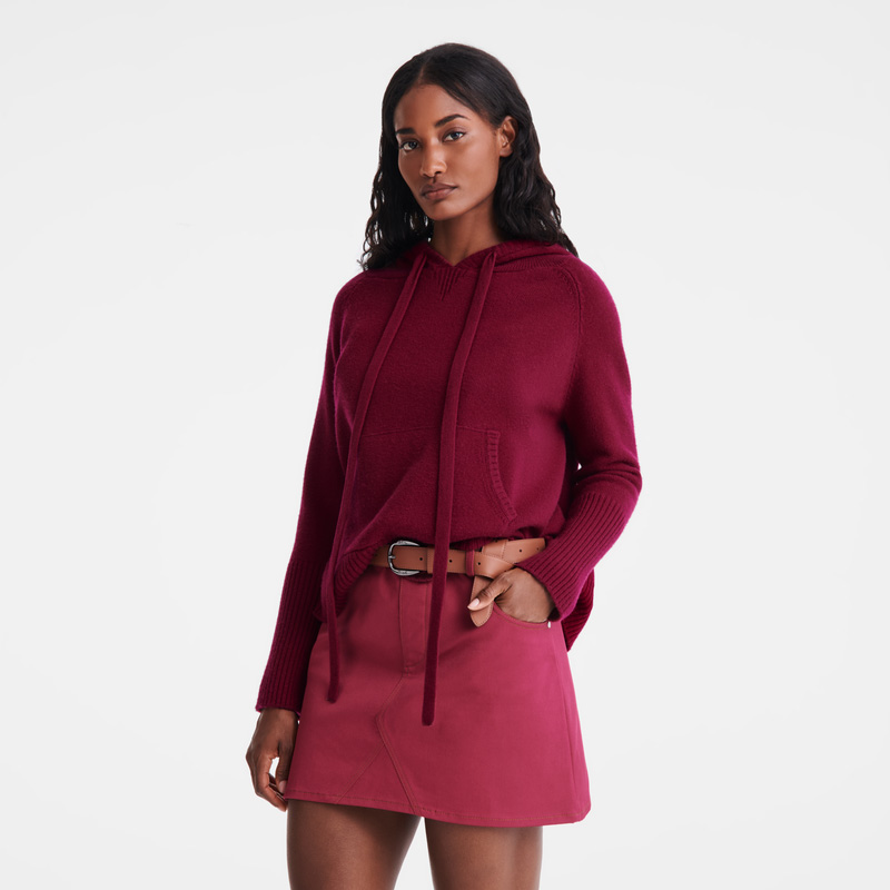 Knitwear Longchamp Hoodie jumper Feminino Beetroot | LC-UHAU2784