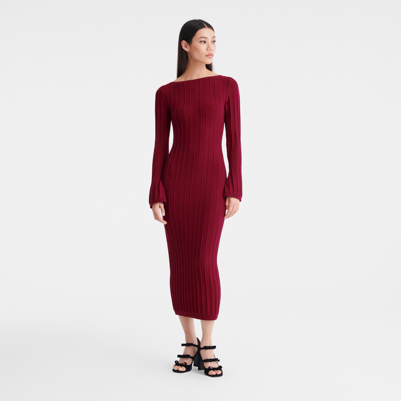 Knitwear Longchamp Long dress Feminino Beetroot | LC-IDDW8400