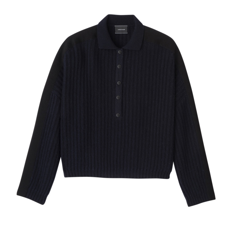 Knitwear Longchamp Polo collar jumper Feminino Azul Marinho | LC-SNZE3854