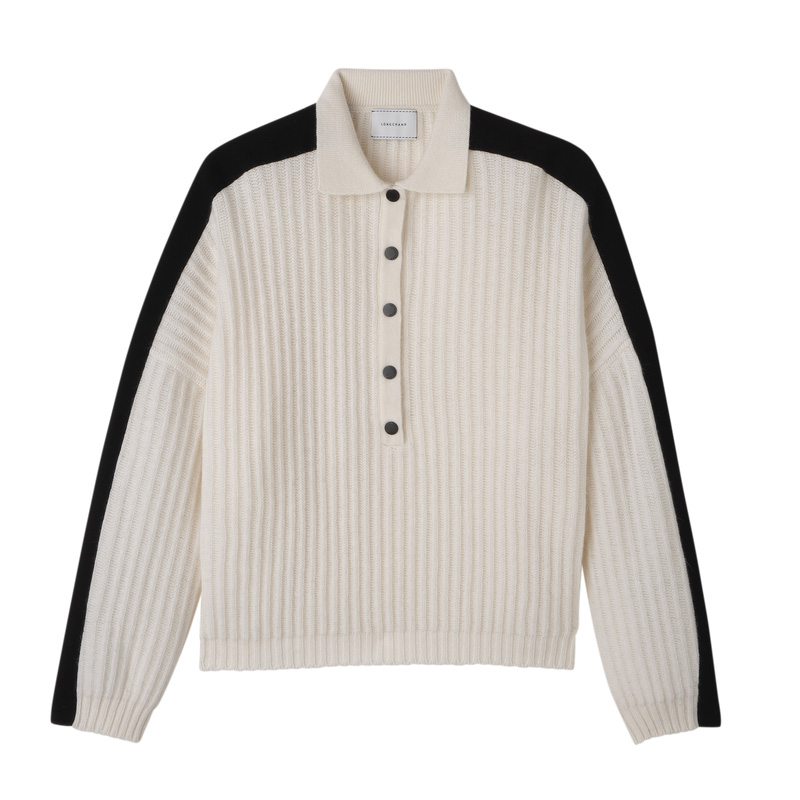 Knitwear Longchamp Polo collar jumper Feminino Ecru | LC-PLBJ7281
